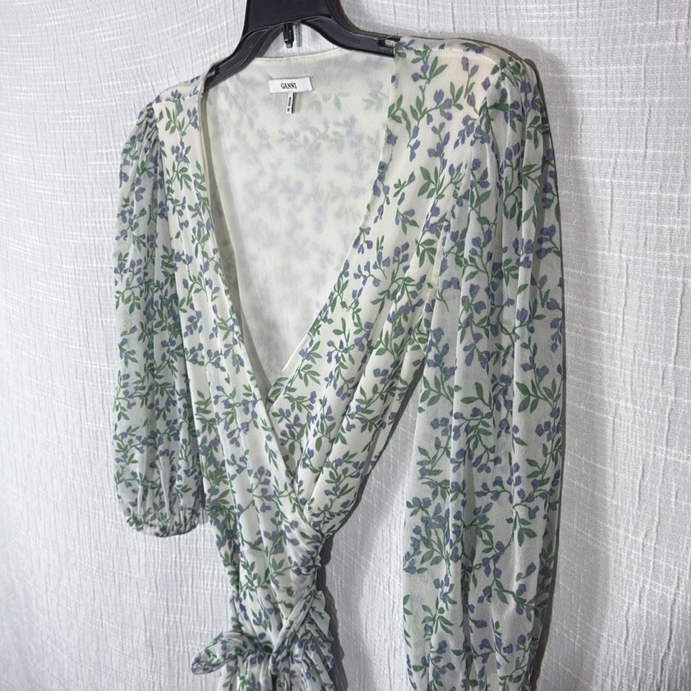 Ganni Blue and Green Floral Midi Dress - Picture 7 of 11